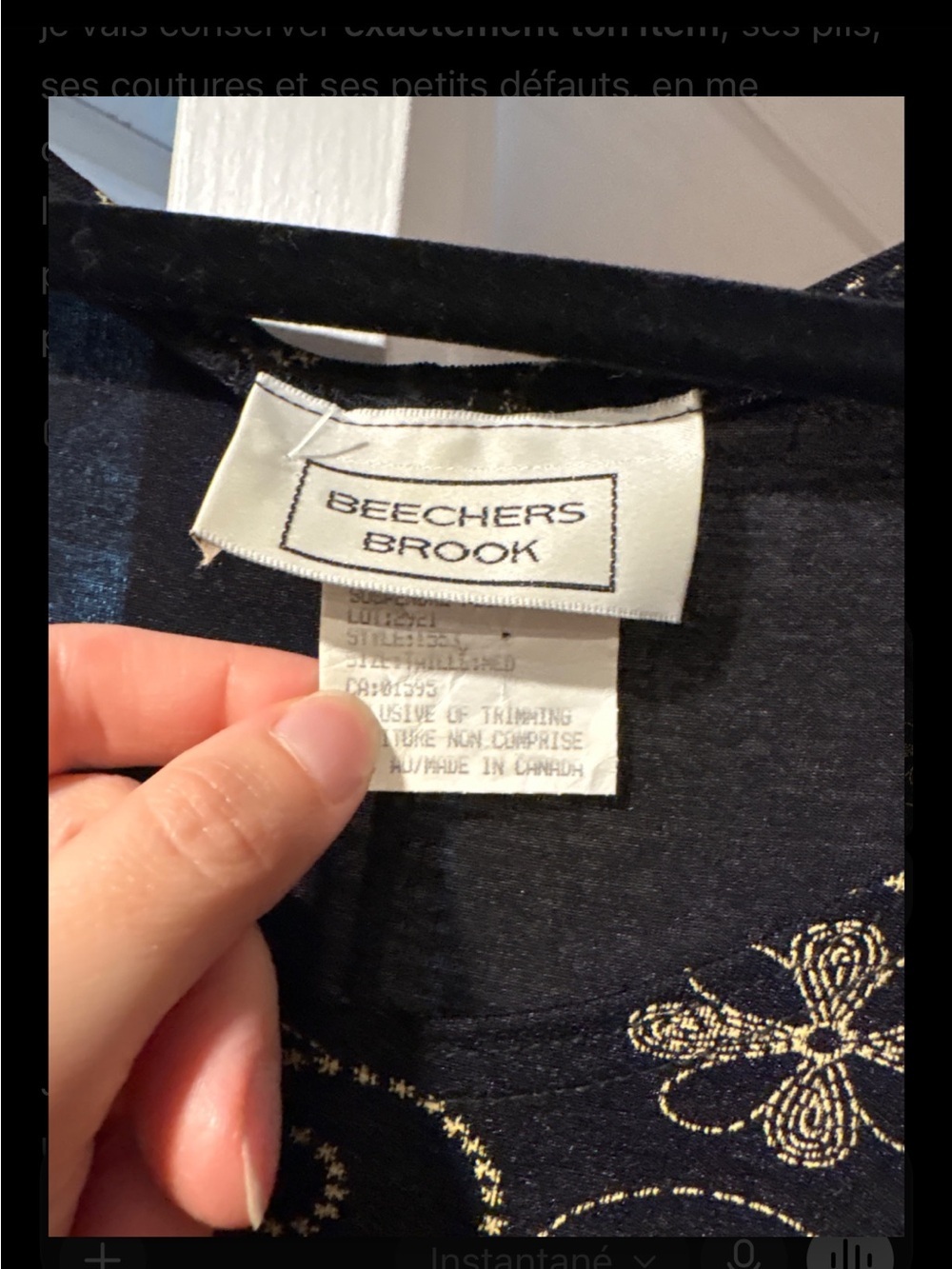 Vintage 90s Beechers Brook Black & Gold Floral Dress Made in Canada Size Medium - Picture 3 of 4